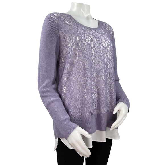 💜Simply Vera Vera Wang Women's Mock-Layer Lace Sweater NEW💜 - Picture 3 of 5